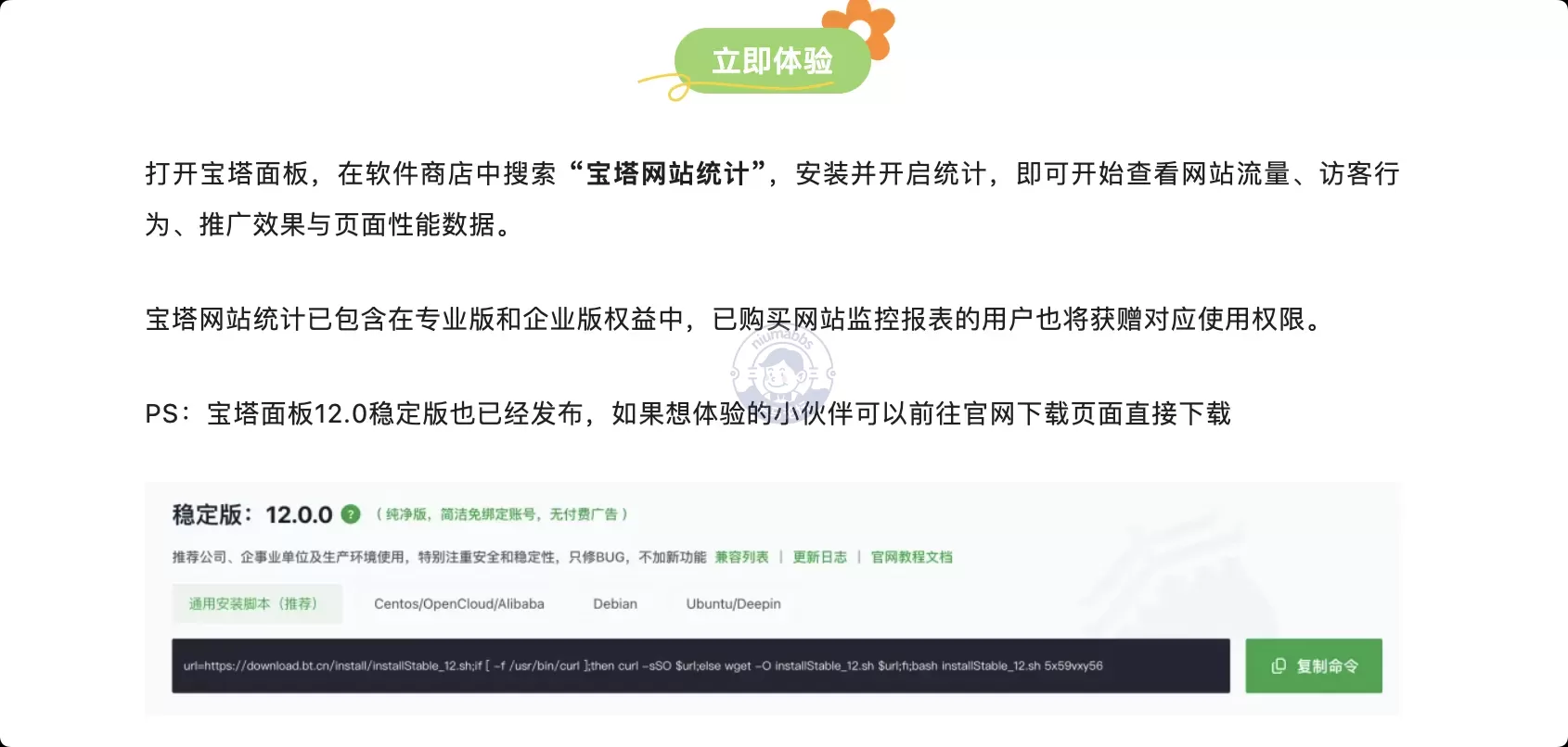宝塔也上线站长统计了